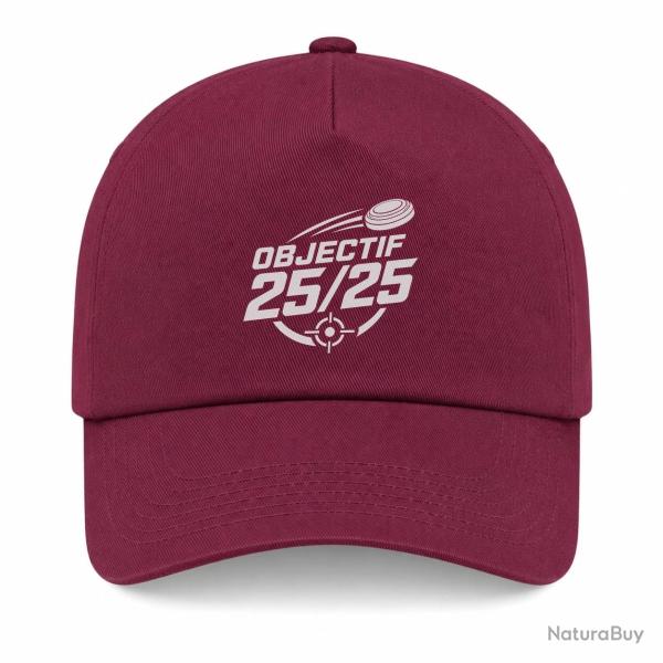 Casquette Ball Trap - Objectif 25 sur 25 - Score parfait - Bordeaux