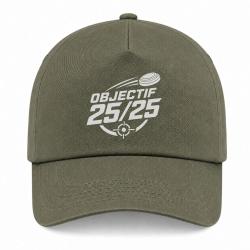 Casquette Ball Trap - Objectif 25 sur 25 - Score parfait - Kaki / Blanc