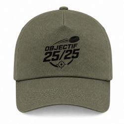 Casquette Ball Trap - Objectif 25 sur 25 - Score parfait - Kaki / Noir