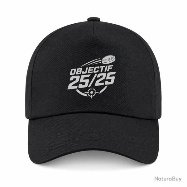 Casquette Ball Trap - Objectif 25 sur 25 - Score parfait - Noir