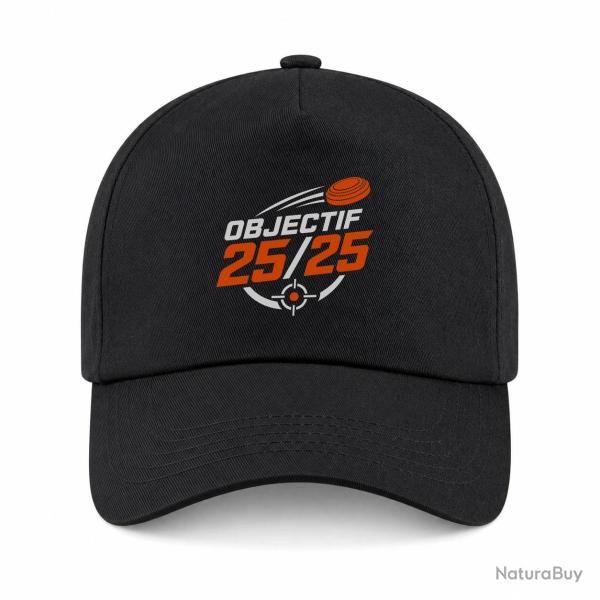 Casquette Ball Trap - Objectif 25 sur 25 - Score parfait - Noir / Orange