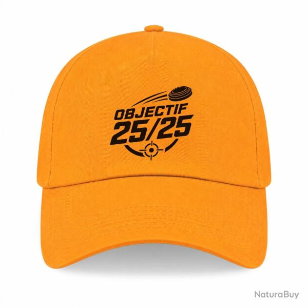 Casquette Ball Trap - Objectif 25 sur 25 - Score parfait - Jaune