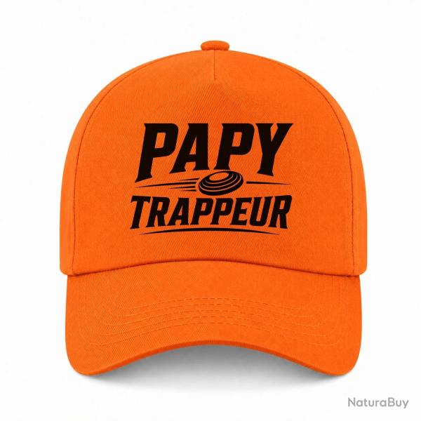 Casquette Ball Trap - Papy trappeur - Cadeau passion - Orange