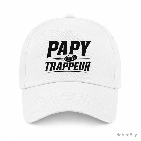 Casquette Ball Trap - Papy trappeur - Cadeau passion - Blanc