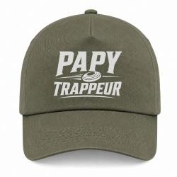 Casquette Ball Trap - Papy trappeur - Cadeau passion - Kaki / Blanc