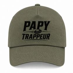 Casquette Ball Trap - Papy trappeur - Cadeau passion - Kaki / Noir