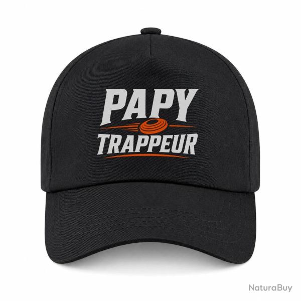 Casquette Ball Trap - Papy trappeur - Cadeau passion - Noir / Orange
