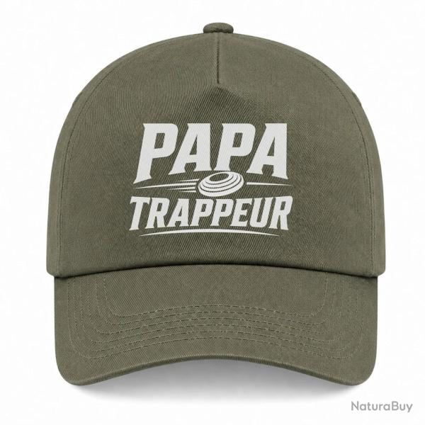 Casquette Ball Trap - Papa trappeur - Cadeau personnalis� - Kaki / Blanc