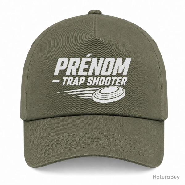 Casquette Ball Trap - Pr�nom personnalis� - Trap Shooter - Kaki / Blanc
