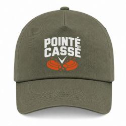 Casquette Ball Trap - Point&eacute; cass&eacute; - Double impact - Kaki / Blanc et orange