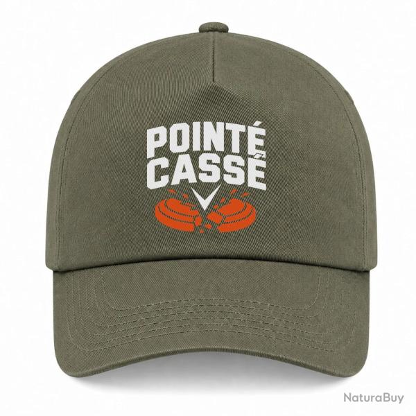 Casquette Ball Trap - Point� cass� - Double impact - Kaki / Blanc et orange