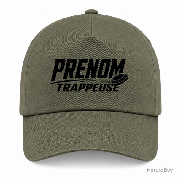Casquette Ball Trap - Pr�nom personnalis� - Trappeuse - Kaki / Noir