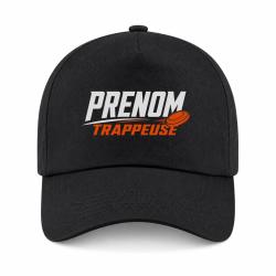 Casquette Ball Trap - Pr&eacute;nom personnalis&eacute; - Trappeuse - Noir / Orange