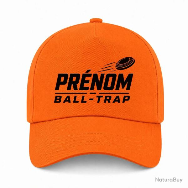 Casquette Ball Trap - Pr�nom personnalis� - Passion tir - Orange