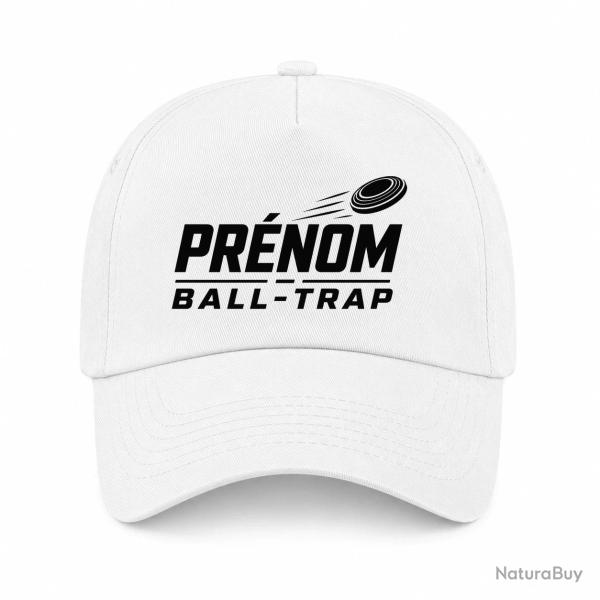 Casquette Ball Trap - Pr�nom personnalis� - Passion tir - Blanc