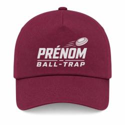 Casquette Ball Trap - Pr&eacute;nom personnalis&eacute; - Passion tir - Bordeaux