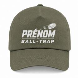 Casquette Ball Trap - Pr&eacute;nom personnalis&eacute; - Passion tir - Kaki / Blanc