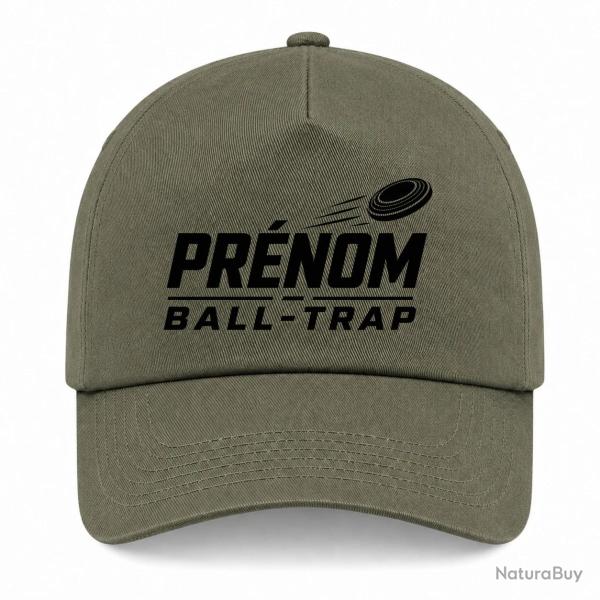 Casquette Ball Trap - Pr�nom personnalis� - Passion tir - Kaki / Noir