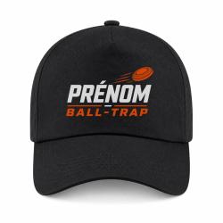 Casquette Ball Trap - Pr&eacute;nom personnalis&eacute; - Passion tir - Noir / Orange