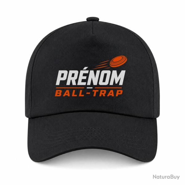 Casquette Ball Trap - Pr�nom personnalis� - Passion tir - Noir / Orange