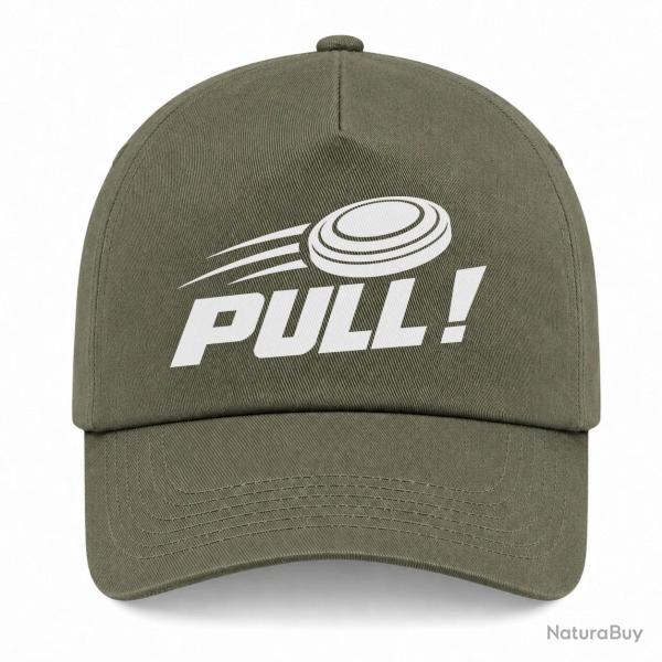 Casquette Ball Trap - Pull ! - Plateau filant - Kaki / Blanc