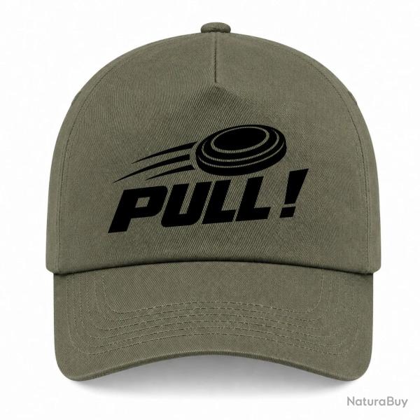 Casquette Ball Trap - Pull ! - Plateau filant - Kaki / Noir