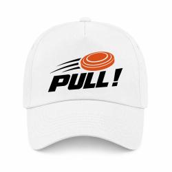Casquette Ball Trap - Pull ! - Plateau filant - Blanc / Orange