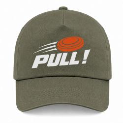 Casquette Ball Trap - Pull ! - Plateau filant - Kaki / Blanc et orange