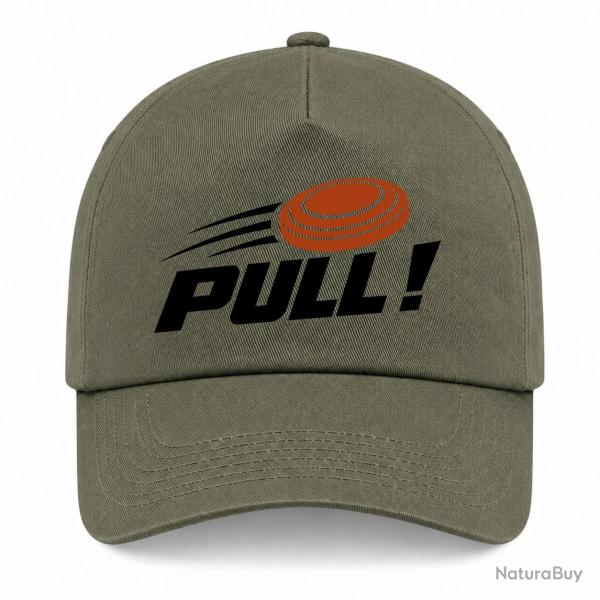 Casquette Ball Trap - Pull ! - Plateau filant - Kaki / Noir et orange