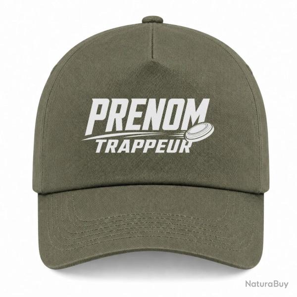 Casquette Ball Trap - Pr�nom personnalis� - Trappeur - Kaki / Blanc
