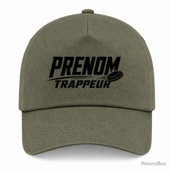 Casquette Ball Trap - Pr�nom personnalis� - Trappeur - Kaki / Noir