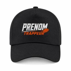 Casquette Ball Trap - Pr&eacute;nom personnalis&eacute; - Trappeur - Noir / Orange