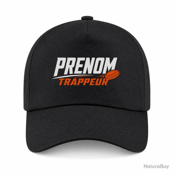 Casquette Ball Trap - Pr�nom personnalis� - Trappeur - Noir / Orange