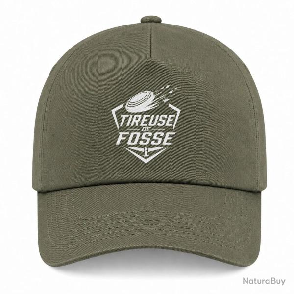 Casquette Ball Trap - Tireuse de fosse - Discipline plateau - Kaki / Blanc