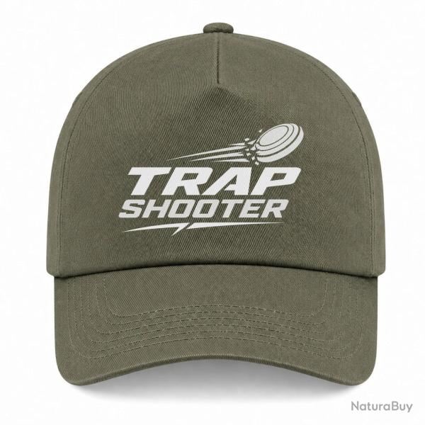 Casquette Ball Trap - Trap Shooter - Fusil sportif - Kaki / Blanc