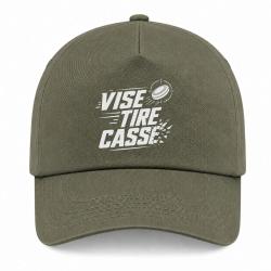 Casquette Ball Trap - Vise, tire, casse - S&eacute;quence de tir - Kaki / Blanc