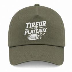 Casquette Ball Trap - Tireur de plateaux - Badge sportif - Kaki / Blanc
