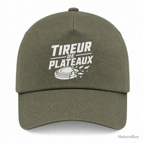 Casquette Ball Trap - Tireur de plateaux - Badge sportif - Kaki / Blanc