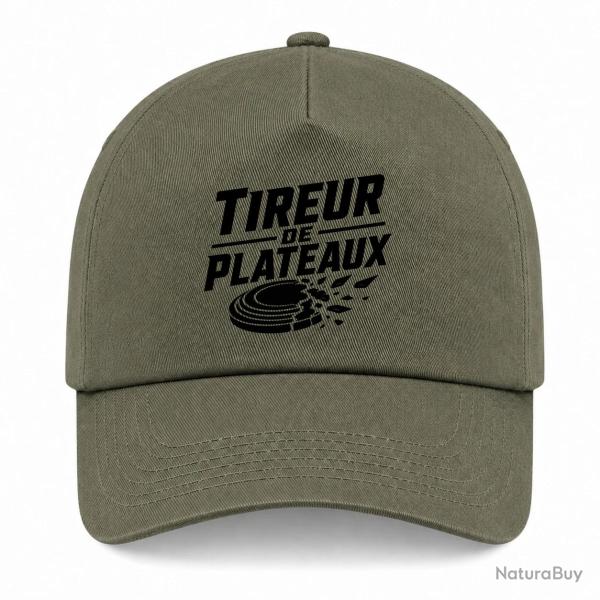Casquette Ball Trap - Tireur de plateaux - Badge sportif - Kaki / Noir