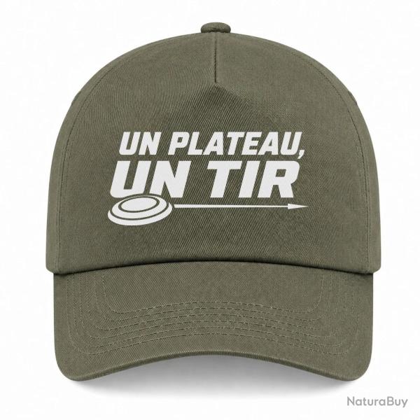 Casquette Ball Trap - Un plateau, un tir - Trajectoire parfaite - Kaki / Blanc