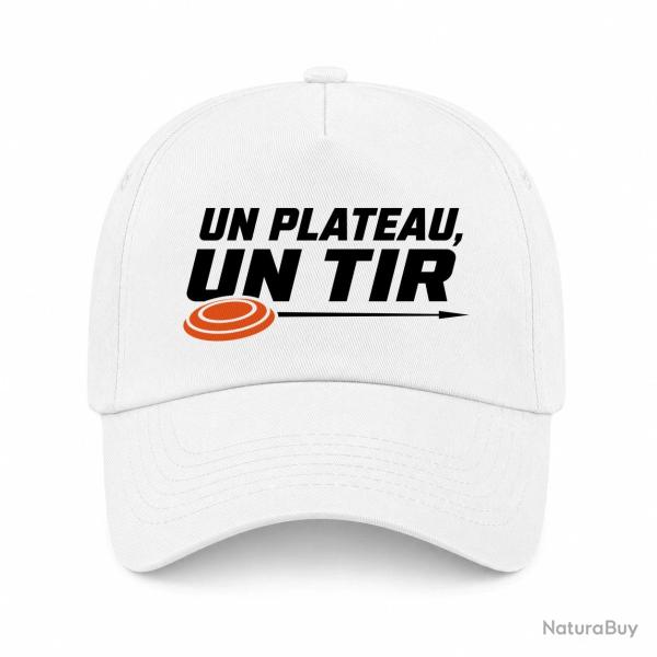 Casquette Ball Trap - Un plateau, un tir - Trajectoire parfaite - Blanc / Orange