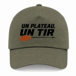 Casquette Ball Trap - Un plateau, un tir - Trajectoire parfaite - Kaki / Noir et orange