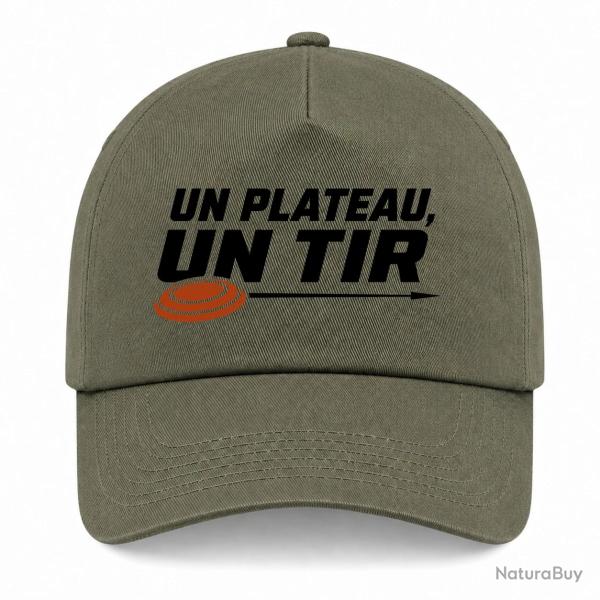 Casquette Ball Trap - Un plateau, un tir - Trajectoire parfaite - Kaki / Noir et orange