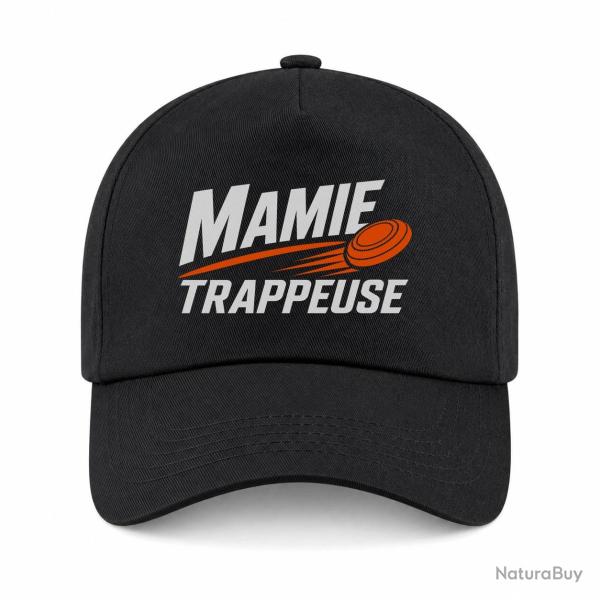 Casquette Ball Trap - Mamie trappeuse - Cadeau passion - Noir / Orange