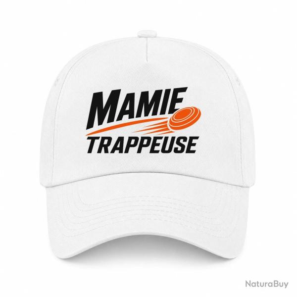 Casquette Ball Trap - Mamie trappeuse - Cadeau passion - Blanc / Orange