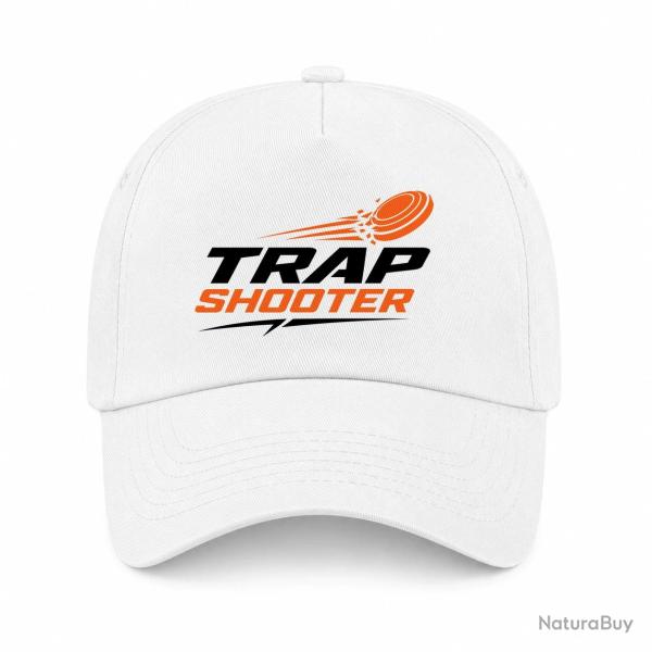 Casquette Ball Trap - Trap Shooter - Fusil sportif - Blanc / Orange