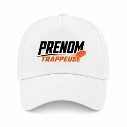 Casquette Ball Trap - Pr&eacute;nom personnalis&eacute; - Trappeuse - Blanc / Orange
