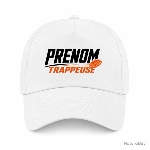 Casquette Ball Trap - Pr�nom personnalis� - Trappeuse - Blanc / Orange