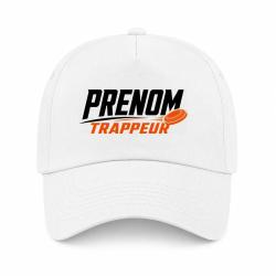 Casquette Ball Trap - Pr&eacute;nom personnalis&eacute; - Trappeur - Blanc / Orange