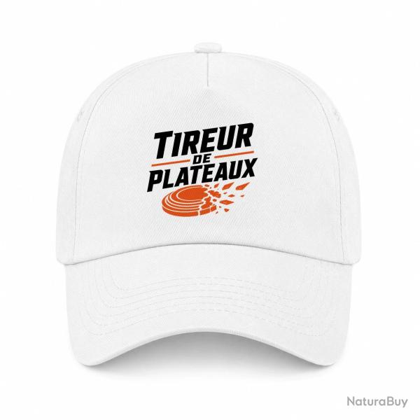 Casquette Ball Trap - Tireur de plateaux - Badge sportif - Blanc / Orange